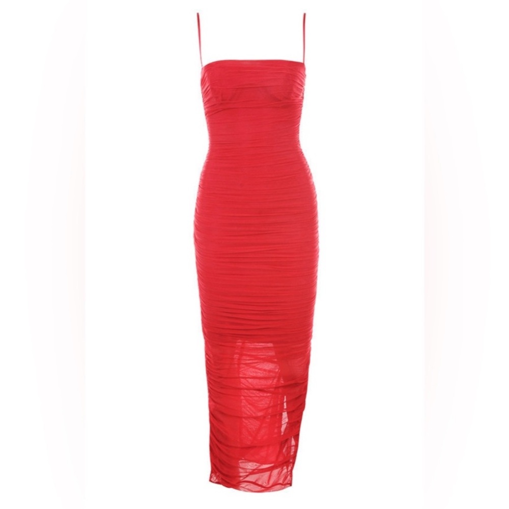 House Of CB Red Ruched Dress - Picture 9 of 11
